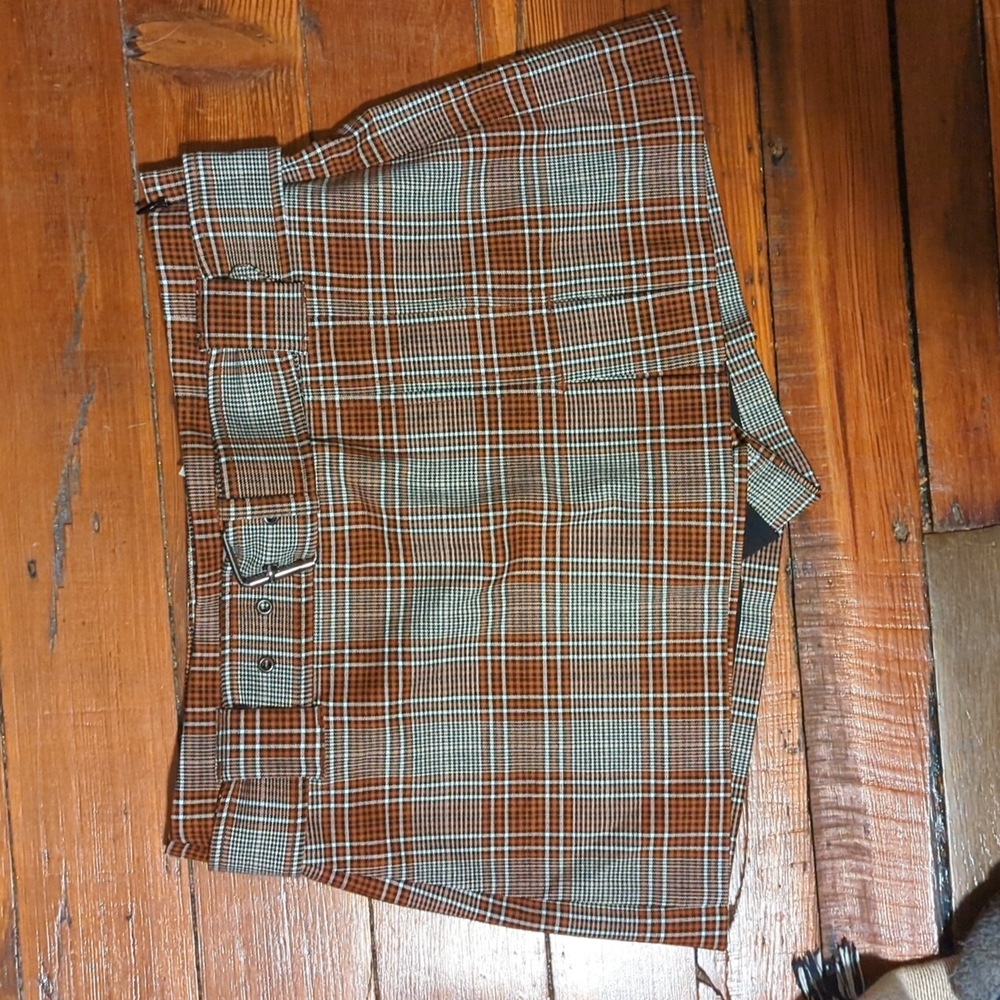 Free People Sage plaid mini skort